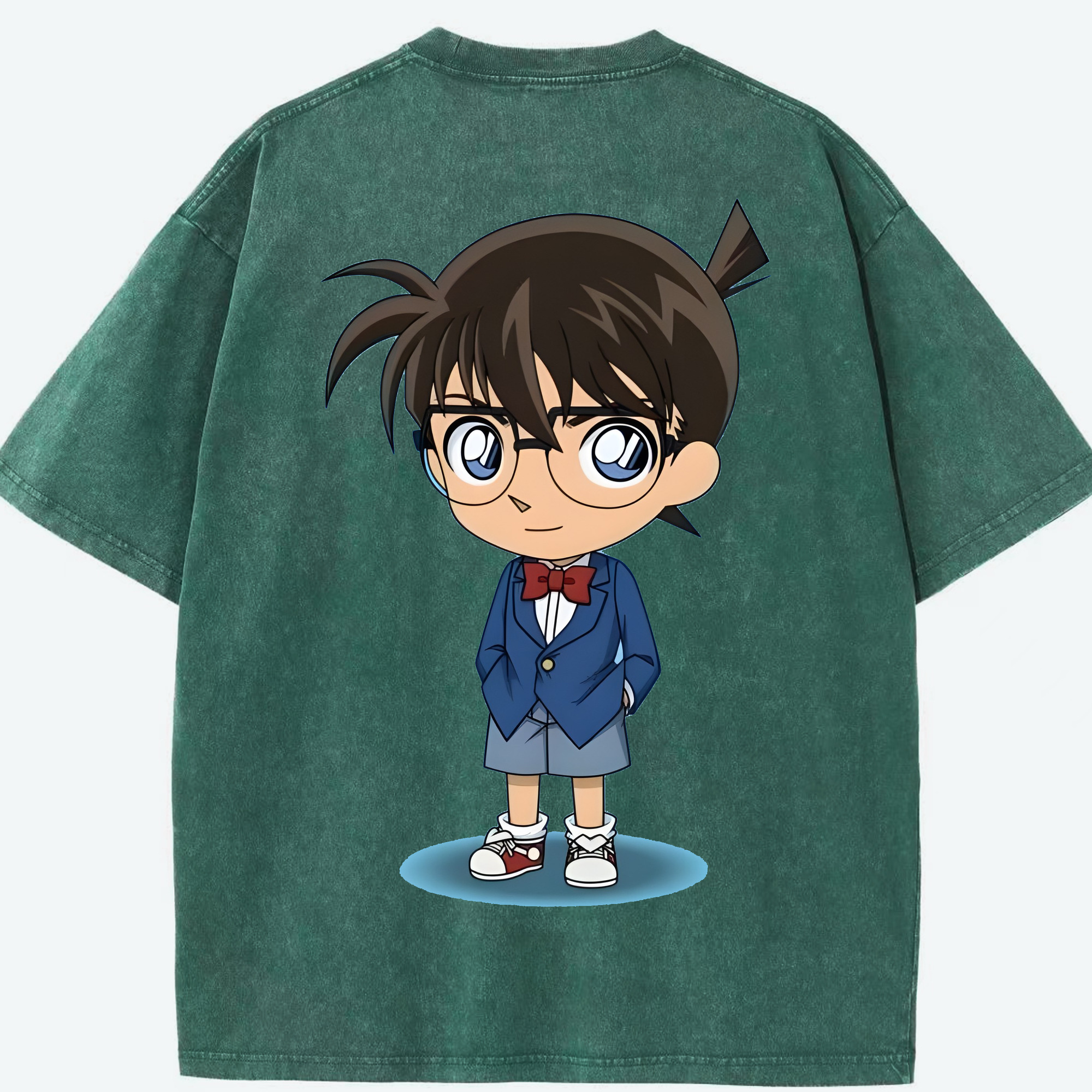 （画像用） 名探偵コナン 江戸川 コナン Detective Conan Conan Edogawa 綿100% ヴィンテージ風 半袖Tシャツ（背面プリント）